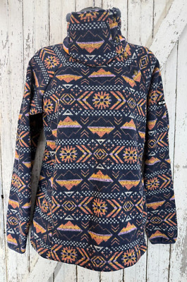 Columbia Sherpa Fleece Pullover Sweater Asymmetrical Button Neck Women's Large-image