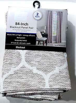 Mainstays 37w X 84l Burgundy Lattice Blackout Panel Par Rod Pocket-image