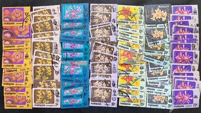 Malaysia 1979 Flowers Definitive Complete series 14 states Total 98 stamps Used-image