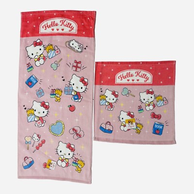 Sanrio Hello Kitty Towel Set of 2. Kawaii Cute Design Import From Japan-image