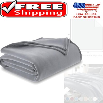 Soft Grey Throw Blanket Queen Nylon Insulating Warm Cozy Pet Friendly All Sea...-image