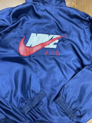 Vintage Nike Air Rare Blue Satin XL Warm Up Zipper Jacket Made In USA-image