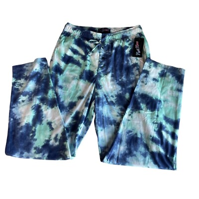 Night Moves Ladies Sleep Wear Size M Blue White Tie Dyed Comfy-image