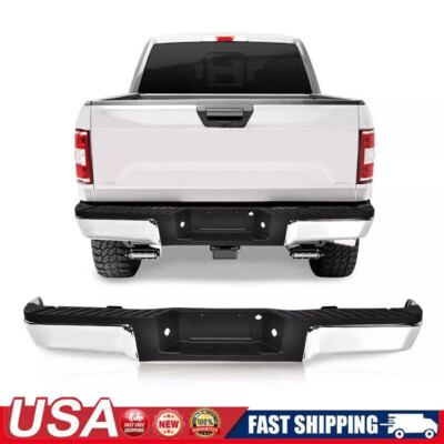 1xTruck Chrome Complete Rear Steel Bumper Assembly For 2009-2014 Ford F150 F-150-image