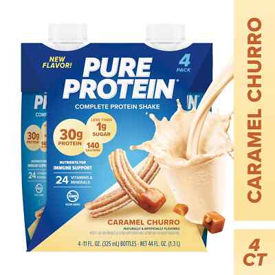 Pure Protein  Caramel Churro Complete Protein Shake,  4 Ct,30g Protein, 11 fl oz-image