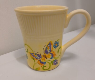 Pier 1 Imports Botanica  Butterfly Design Coffee Mug 14oz Pale Yellow-image
