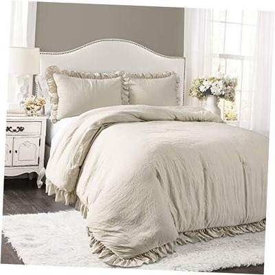  Reyna Ruffle Comforter Set - 3 Piece Cozy Ruffled Bedding Set - King Wheat-image