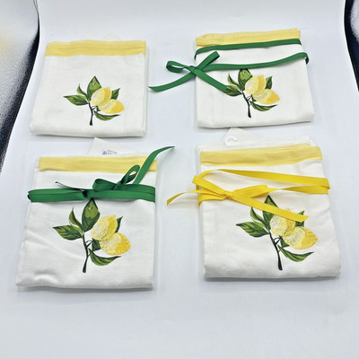Lemon Slice Embellished Kitchen Towels Yellow 18'' x 28'' Set of 4 Design Import-image