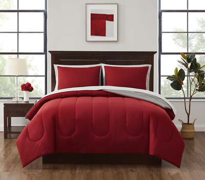 Mainstays Red Reversible 7-Piece Bed in A Bag Comforter Set with Sheets King USA-image