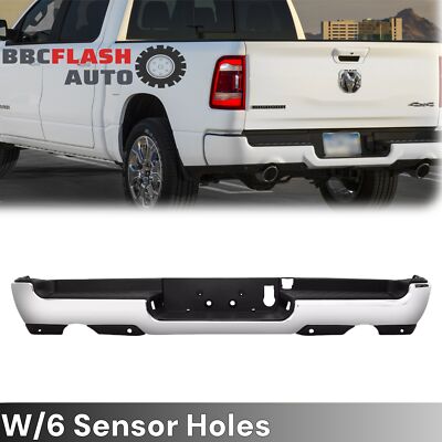Complete Chrome Rear Bumper Assembly For 2019-2023 RAM 1500 W/ Dual Exhaust-image