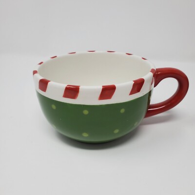Pier 1 Stoneware Mug w/ Christmas Tree Design - Hand painted-image