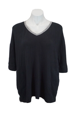 Soft Surroundings Women's Soft Cozy Lounge V Neck Sweater Pullover Size Large-image