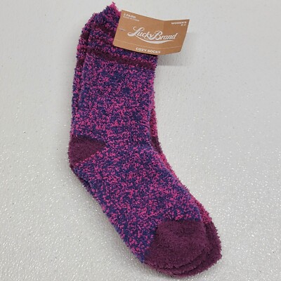 NWT Lucky Brand Women's Purple Pink 2 Pair Soft Cozy Lounge Socks -image