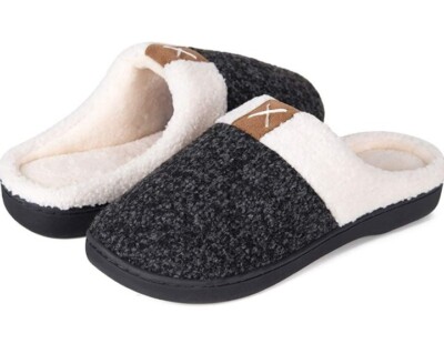 Womens Memory Foam Slippers Cozy Wool-Like  Fleece Lined House shoe 7.5-8.5 W-image