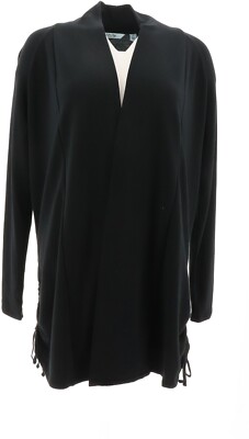 Soft Cozy Loungewear French Terry Ruched Cardigan Black M NWOT (649)-image