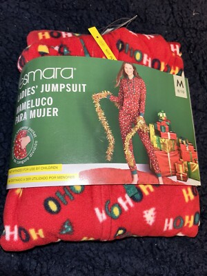 Esmara Ladies 1 Pc Holiday Fleece Cozy Pajamas Size M 8/10 With Hood Jumpsuit-image