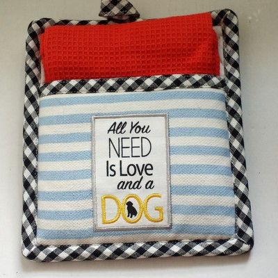 Design Imports 'All You Need Is Love And A Dog' Dishtowel And Oven Mitt Set New-image