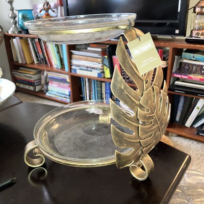 Pier 1 Imports two tier serving platter tropical design NWT-image