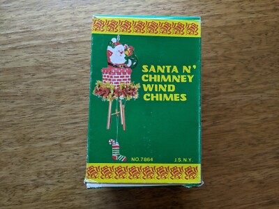 Vintage Christmas Santa Claus N Chimney Wind Chimes Kitsch JSNY Hong Kong w/ Box-image
