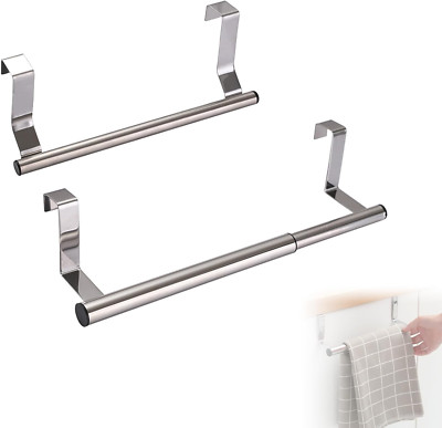 Stainless Steel Over-Cabinet Door Towel Holder (Pack of 2) - Kitchen and Bathroo-image