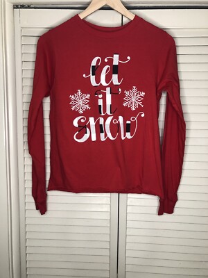 Cozy Rozy Womens Pajama Top Size Small NWOT Long Sleeve Winter Let It Snow-image