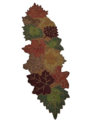 VTG Pier 1 Beaded Fall Leaves 36” Table Runner-image