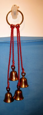 4 Vintage Brass Christmas Santa's Jingle Bells Wind Door/Sleigh INDIA!-image