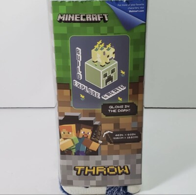 Minecraft Earth Glow in the Dark Throw Blanket Kids Build Explore 46”x60” Soft!-image