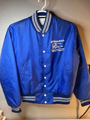 Vintage West Wind Jacket Buccaneer Sz M Blue Snap On Satin Bomber BFGoodrich-image