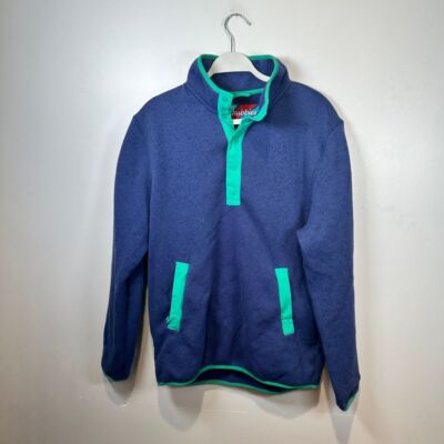 Chubbies Navy Blue Fleece Pullover with Green Trim Quarter Zip Jacket Medium-image