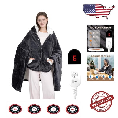 Cozy Wearable Heated Blanket with 4-Hour Timer & Pockets for Ultimate Comfort-image
