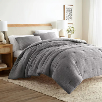 Waffle Textured Comforter Set All Season Down-Alternative Ultra Soft Bedding-image