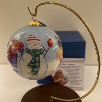 Pier 1 Imports Li Bien Glass Christmas Ornament Snowman And Friends 2015 In Box-image