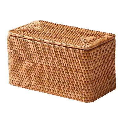 Better Homes & Gardens Rattan Organizer Basket with Lid, Brown-image