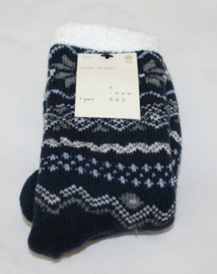 A New Day Crew Socks Adult One Pair Fuzzy Cozy Comfort | Shoe Size: 4-10 NWT-image