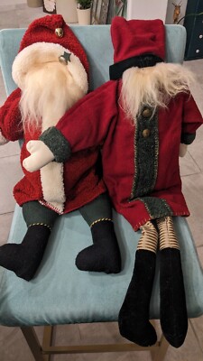 Vintage Woof And Poof Santa Doll Set -image