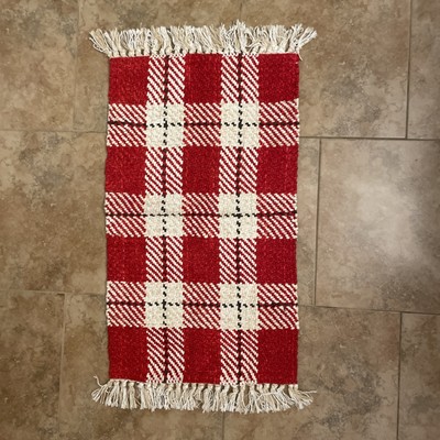 Floor Mat Area Accent Rug Plaid Fringe Woven 41x20