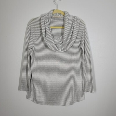 Soft Surroundings Fireside Pullover Cowl Neck Cozy Soft Striped Sweater Size Med-image