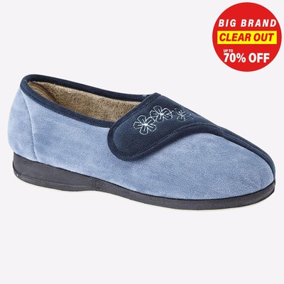 Sleepers Gemma MEMORY FOAM Womens Cosy Comfort Slippers Navy-image