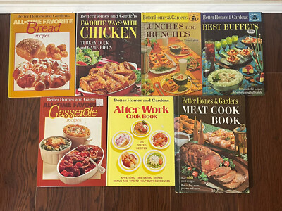 Better Homes And Gardens 70’s 7 hardcover cookbook lot, ￼bread, chicken, meat…..-image