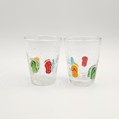 Pier 1 Imports Glass Candle Holders (2) 3D Sandals Design Tea Lights Votive Home-image