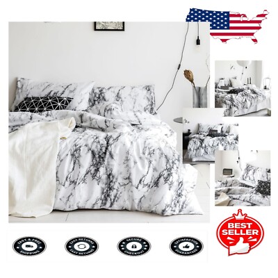 Modern Microfiber Marble Comforter Set - King Size 3-Piece for Cozy Bedrooms-image