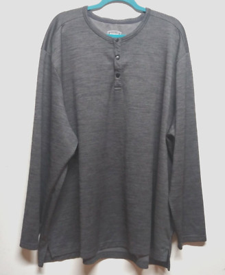The Foundry Supply Co. Mens T-Shirt Long Sleeve 4XL Gray textured partial button-image