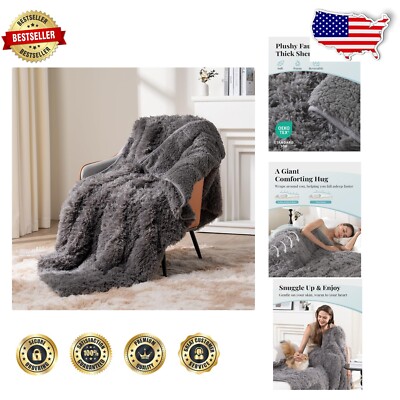 12lbs Faux Fur Weighted Blanket - Cozy Sherpa Fleece - Machine Washable - 48x72-image