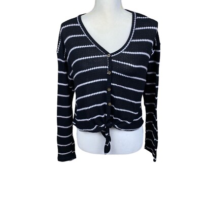 Caution To The Wind blouse, size Large, Vintage, cropped, front tie, made in USA-image