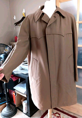 Vintage Coat Best Season Mate All Weather Western Style Tan Zip Liner Sz 50L WoW-image