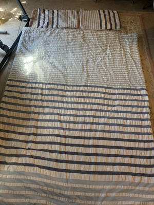 Ink+Ivy Comforter 2 Shams Blue Striped 100% Cotton Cozy-image