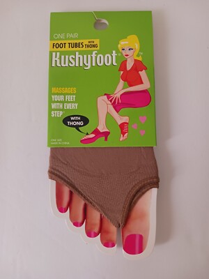Kushyfoot Foot Tubes Sandals Comfort Cover Liner Nude w/Thong NEW One Size-image