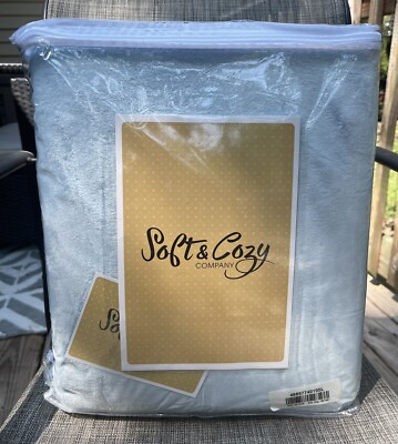 Soft & Cozy UltraLux Plush Light Blue Blanket Queen-image