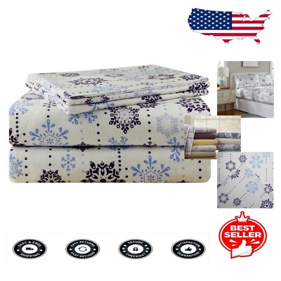 Luxurious 200 GSM 100% Cotton Flannel Twin Sheet Set in Snow Drop - Cozy Comfort-image